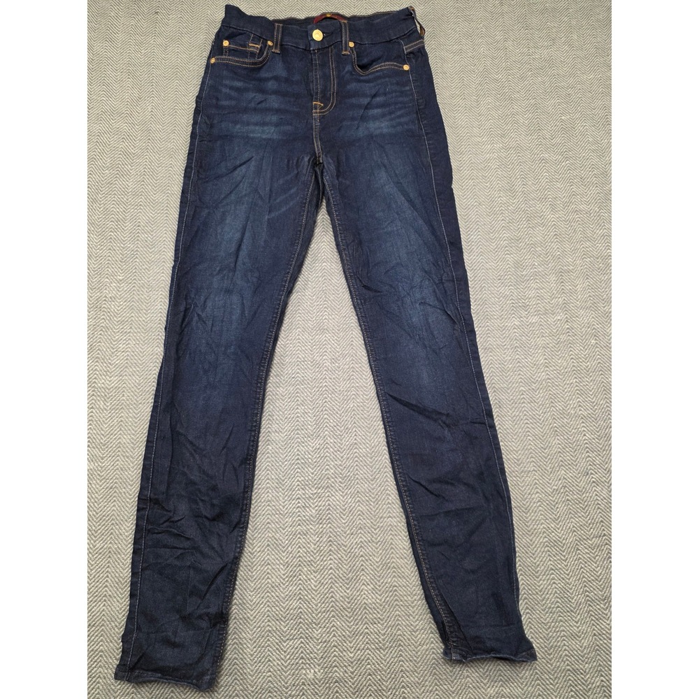 7 For All Mankind Womens Skinny Jeans Dark Wash Indigo Blue‎ Size 25 27 Inseam